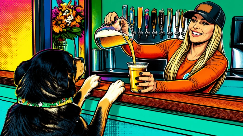 Popart - Dog and a bartender
