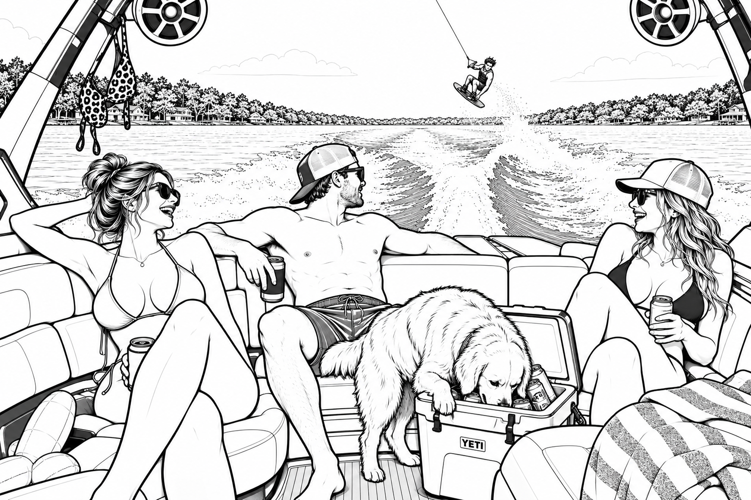 Lake day coloring page preview