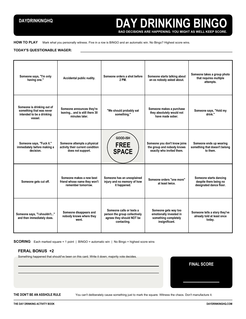 Day Drinking Bingo preview