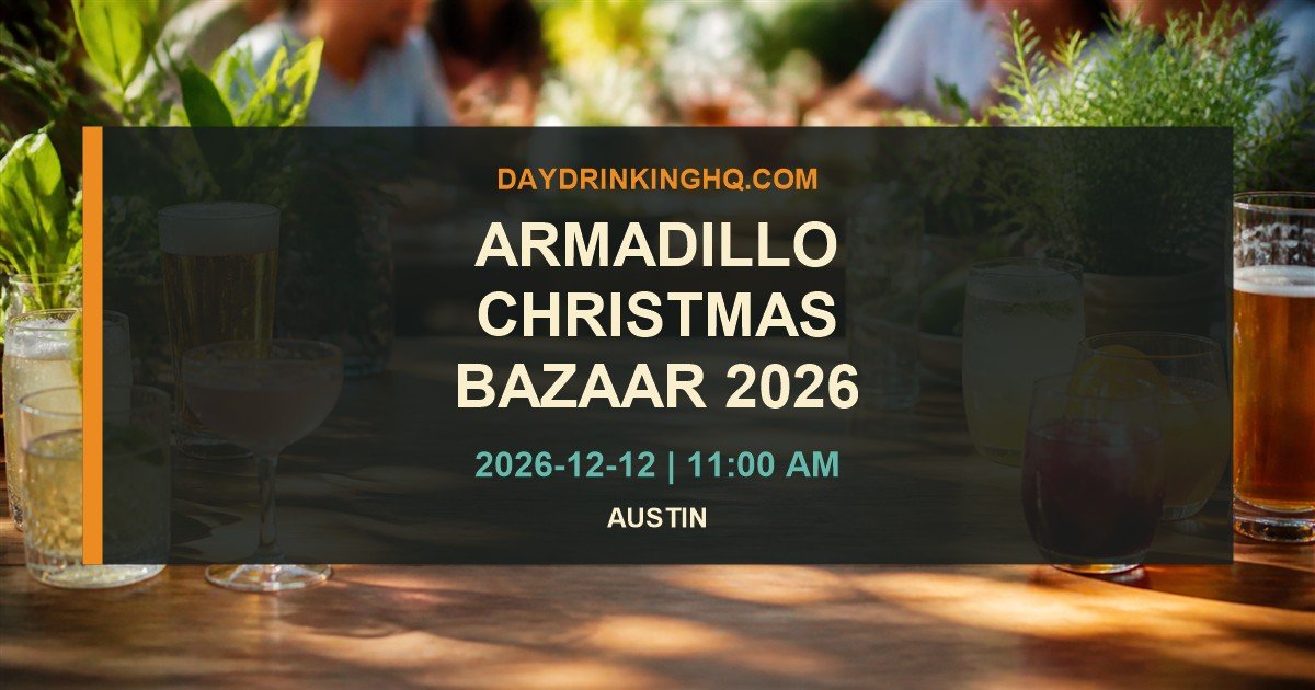 Armadillo Christmas Bazaar 2026 event card with date and Austin location