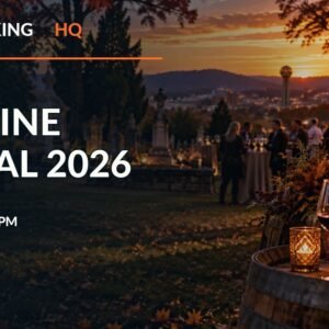 86'd Wine Festival 2026 event guide artwork featuring an autumn wine tasting at Old Gray Cemetery in Knoxville