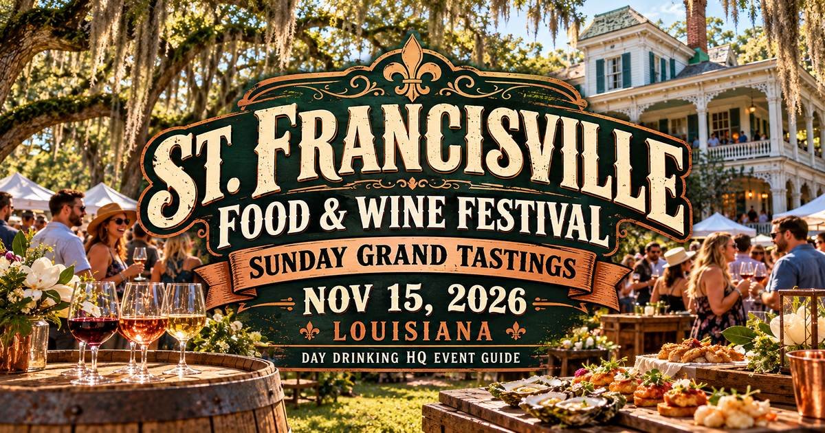St Francisville Food and Wine Festival 2026 poster with Louisiana historic estate